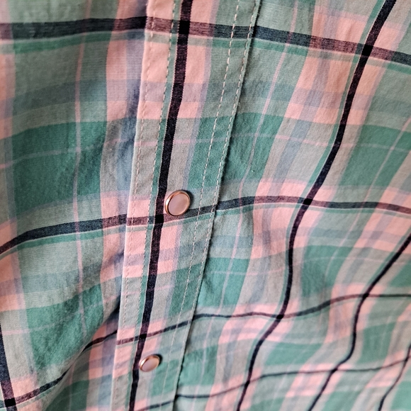 Teal Wrangler Western plaid Shirt - Picture 4 of 6
